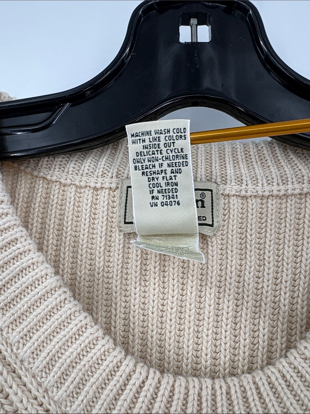 L.L. Bean Men’s 100% Cotton Ribbed Crewneck Sweater in Cream Size XXL - Tall - Picture 3 of 7